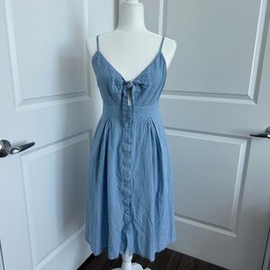 Blue Gingham Tie Front Midi Sundress